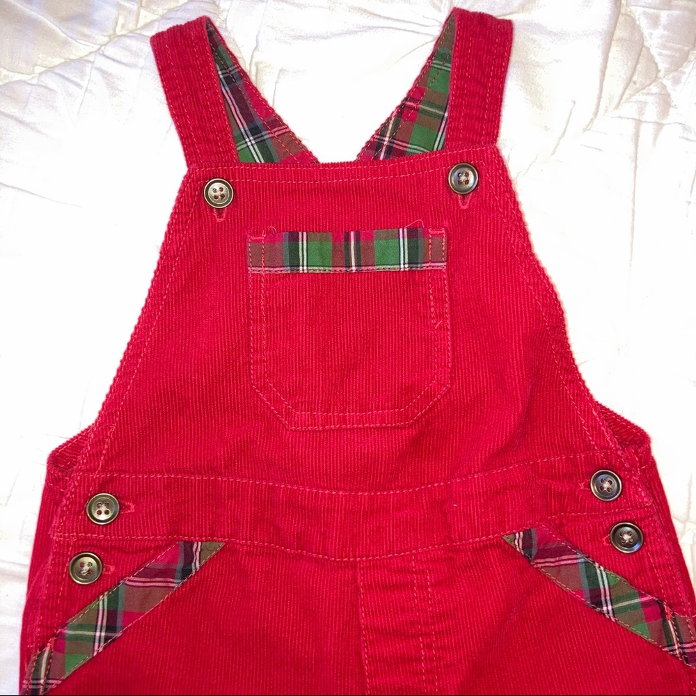 Red Corduroy Overalls 24 M Plaid